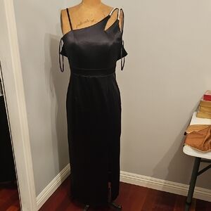 Alexa B Black Satin Look Maxi Dress